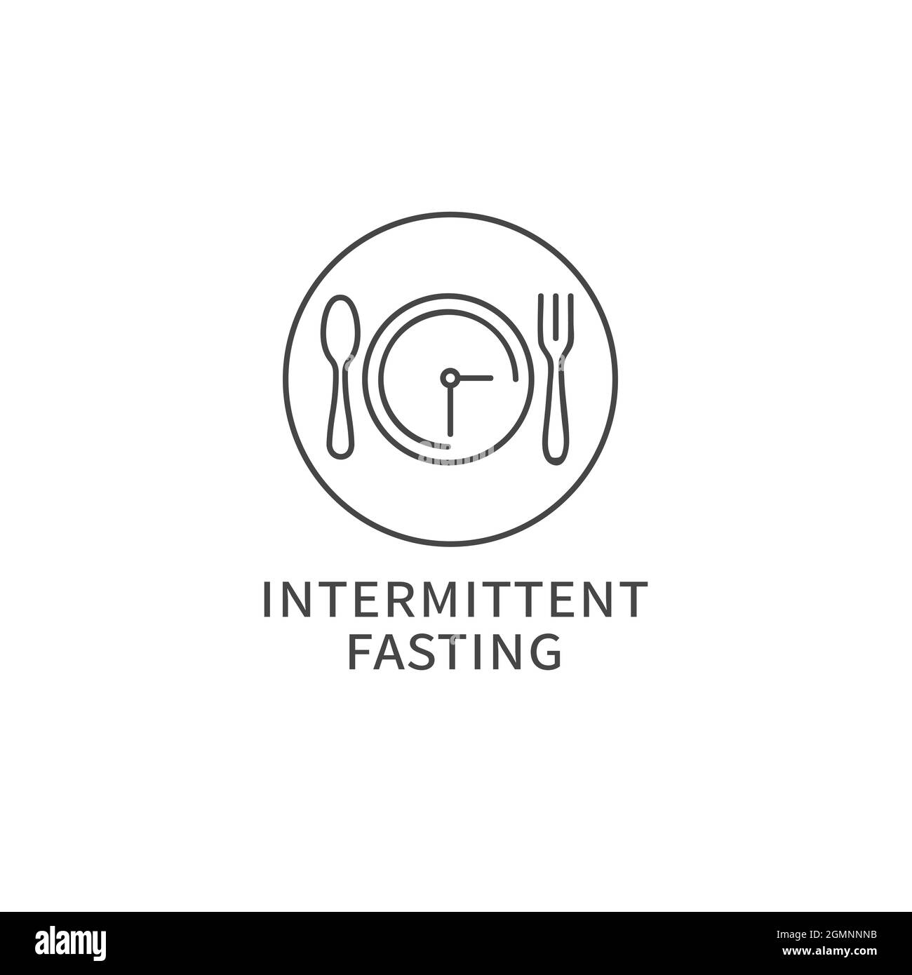 Vector line logo, badge or icon - intermittent diet. Symbol of healthy eating. Stock Vector