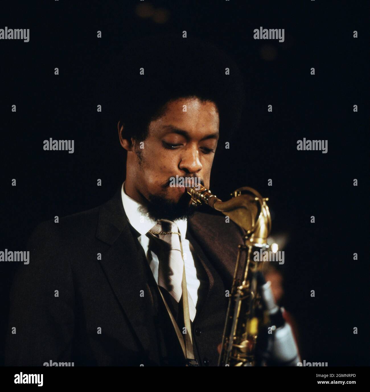 Chico Freeman, amerikanischer Jazz Saxophonist, bei einem Konzert circa 1980. Chico Freeman