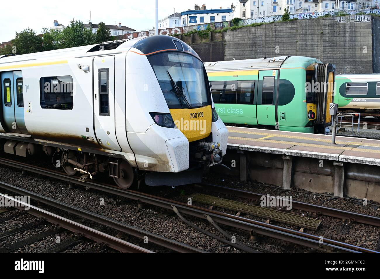 Thameslink class 700 trains at brighton station stock photo alamy