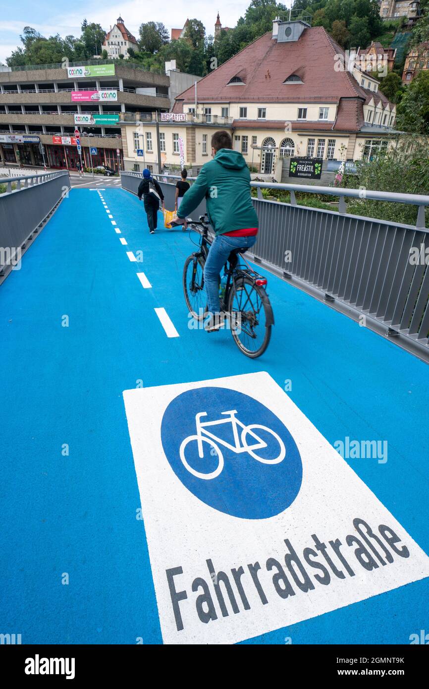 Erste beheizbare Brücke für Fahrradfahrer in Tübingen, Baden Württemberg,  Deutschland, Europa Stock Photo
