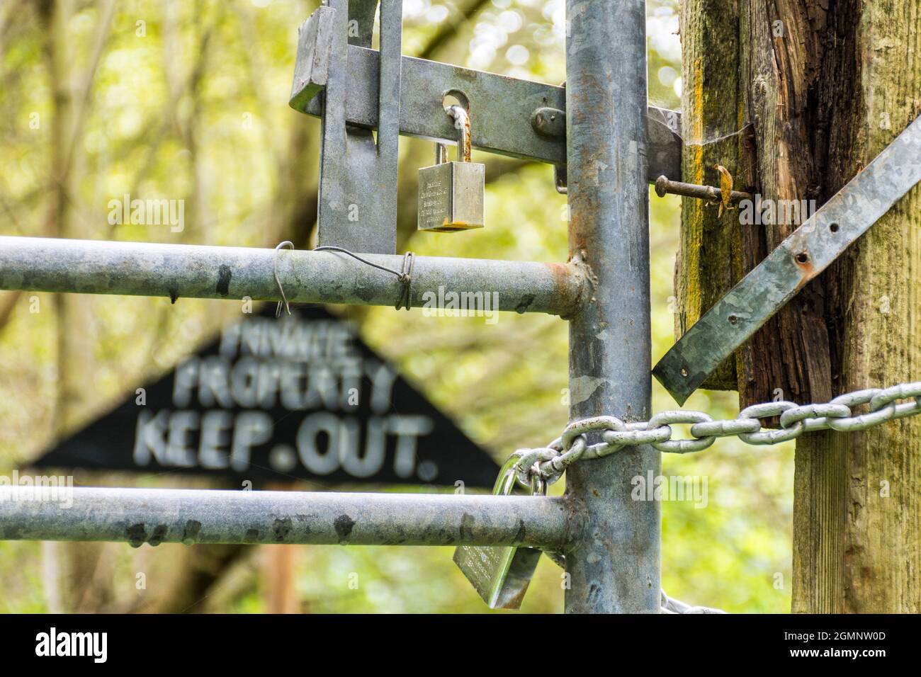 Signpost, sign, signage, Private Property Keep Out, Ireland Stock Photo