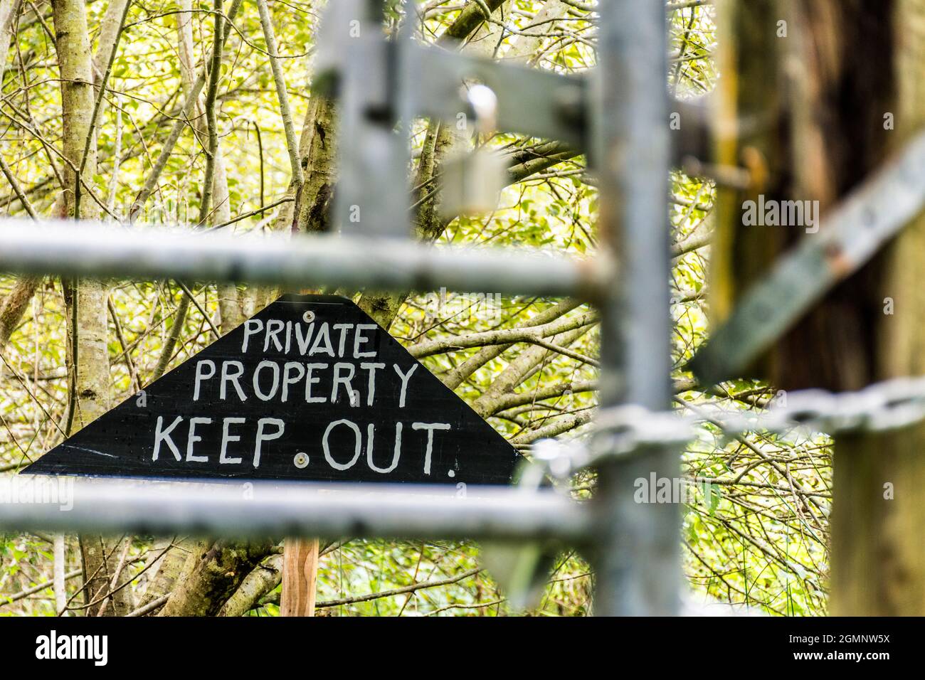 Signpost, sign, signage, Private Property Keep Out, Ireland Stock Photo