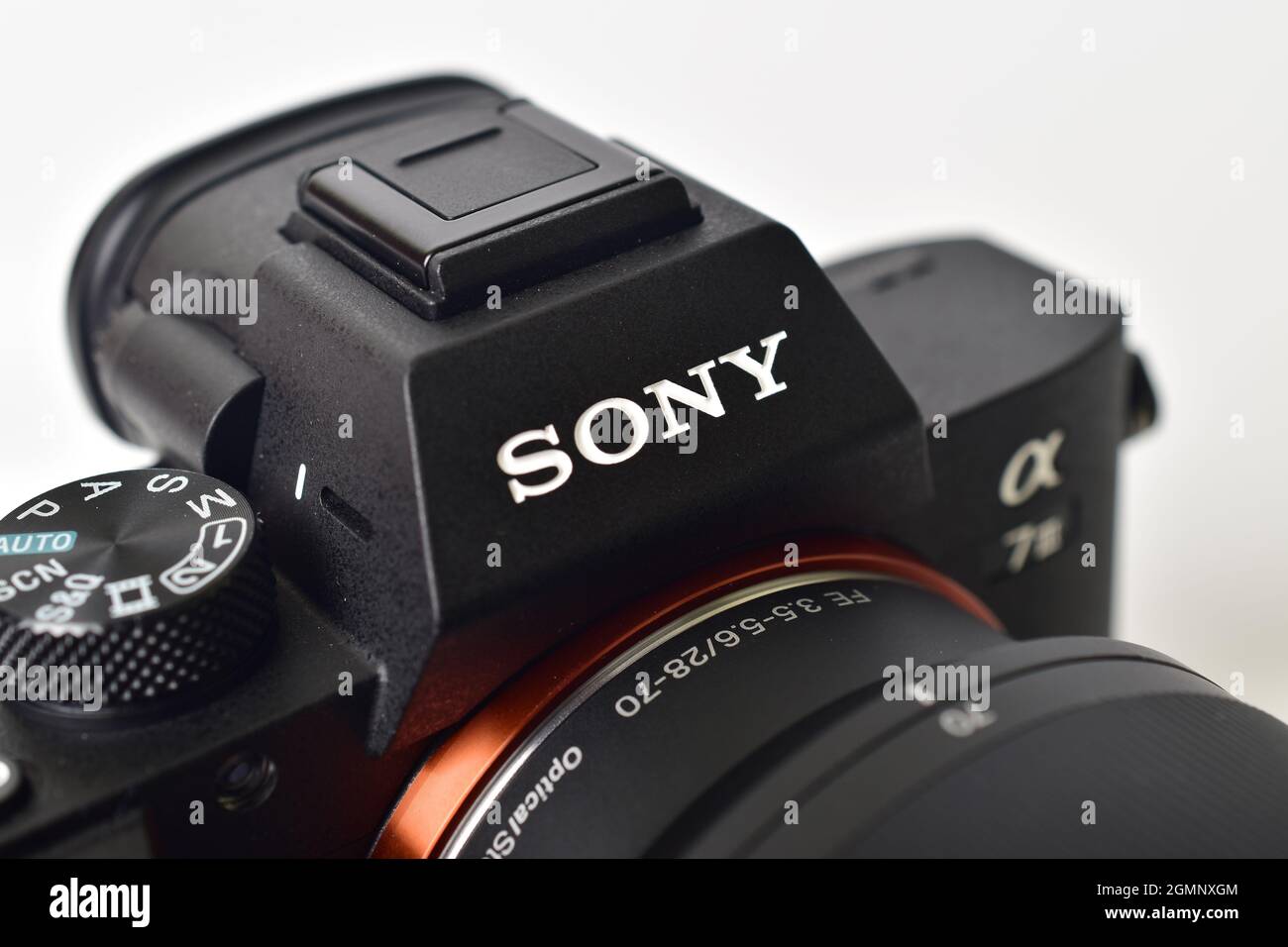 Delhi, india - September 7, 2020: close up of Sony logo on camera Stock Photo
