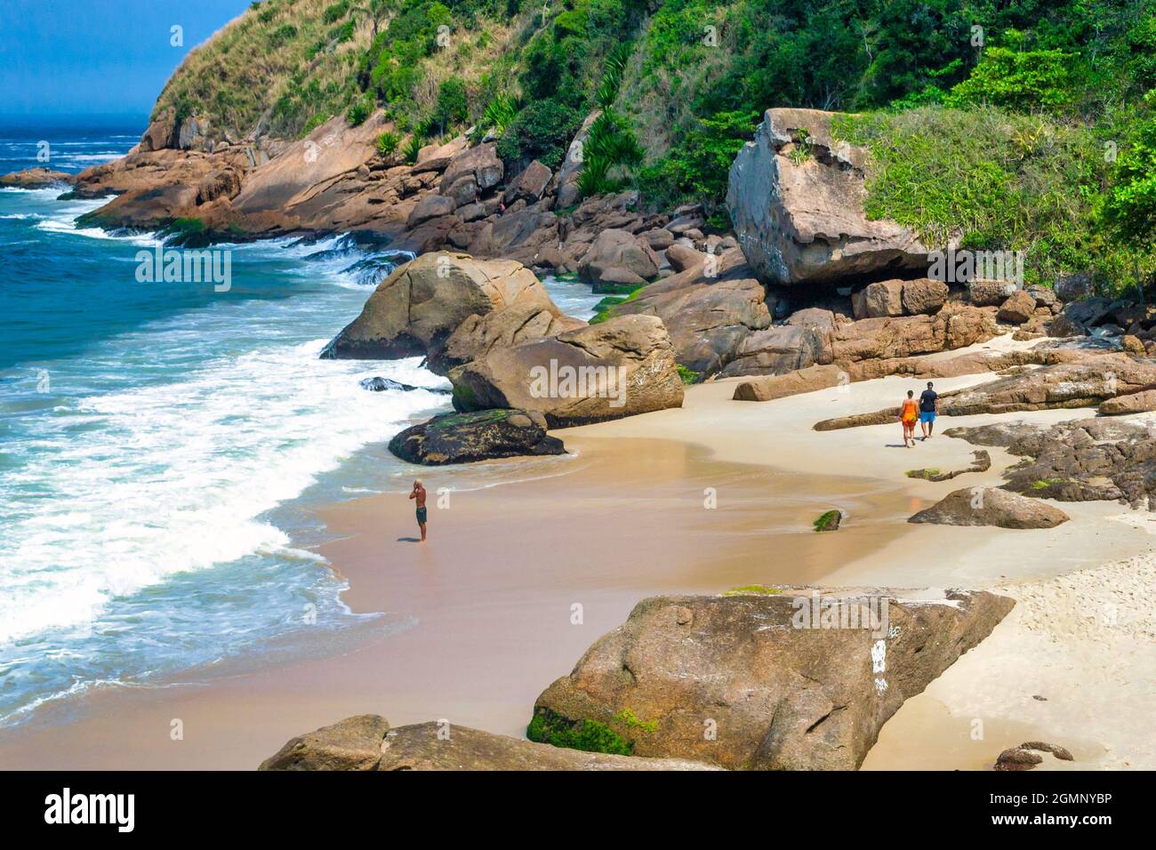 Aerial view of the natural condition in the Piratininga beach in Rio de Janeiro, Brazil. With a beautiful landscape, this famous place is a major tour Stock Photo