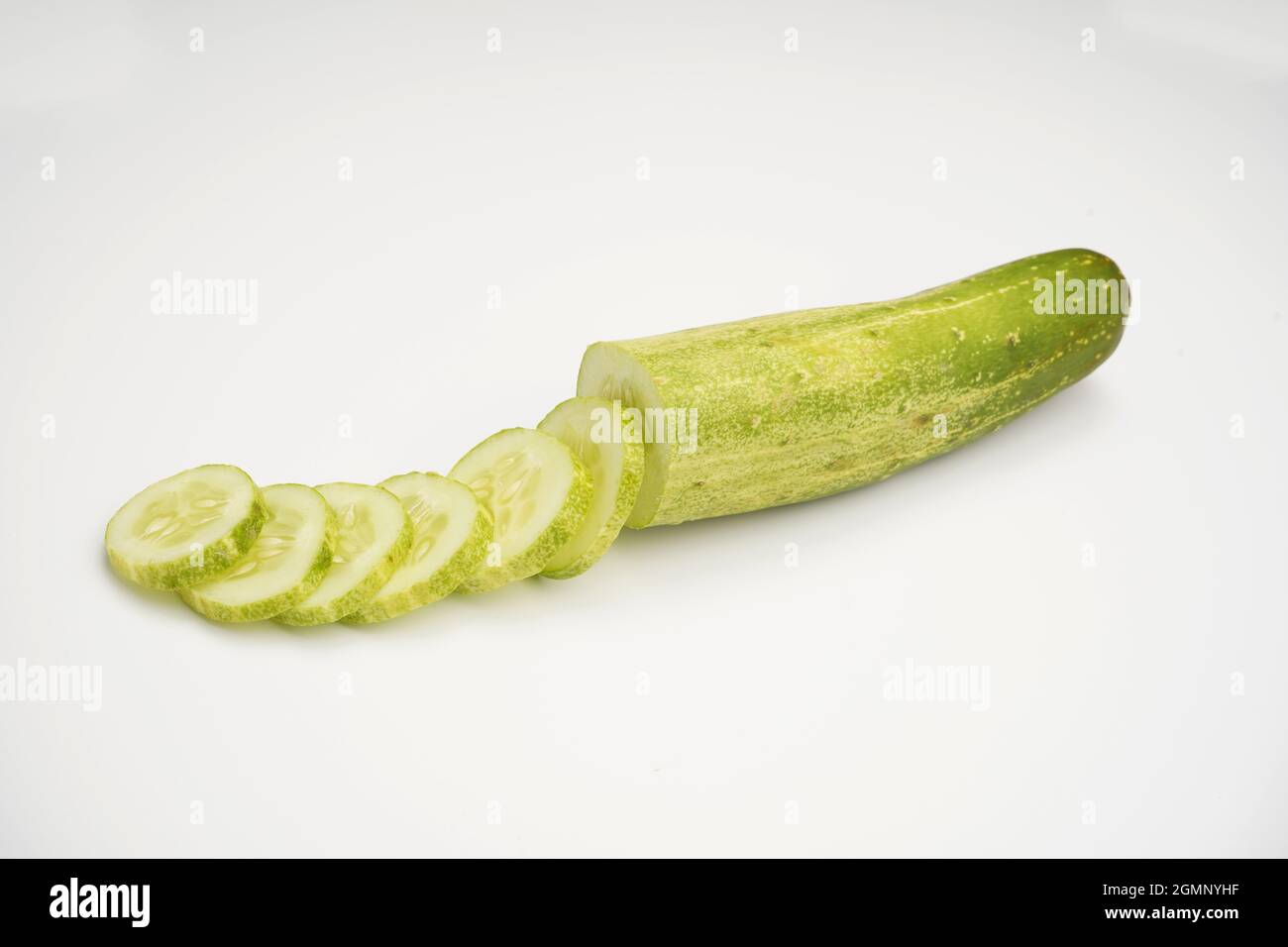 Cucumber slices isolated on white background Stock Photo