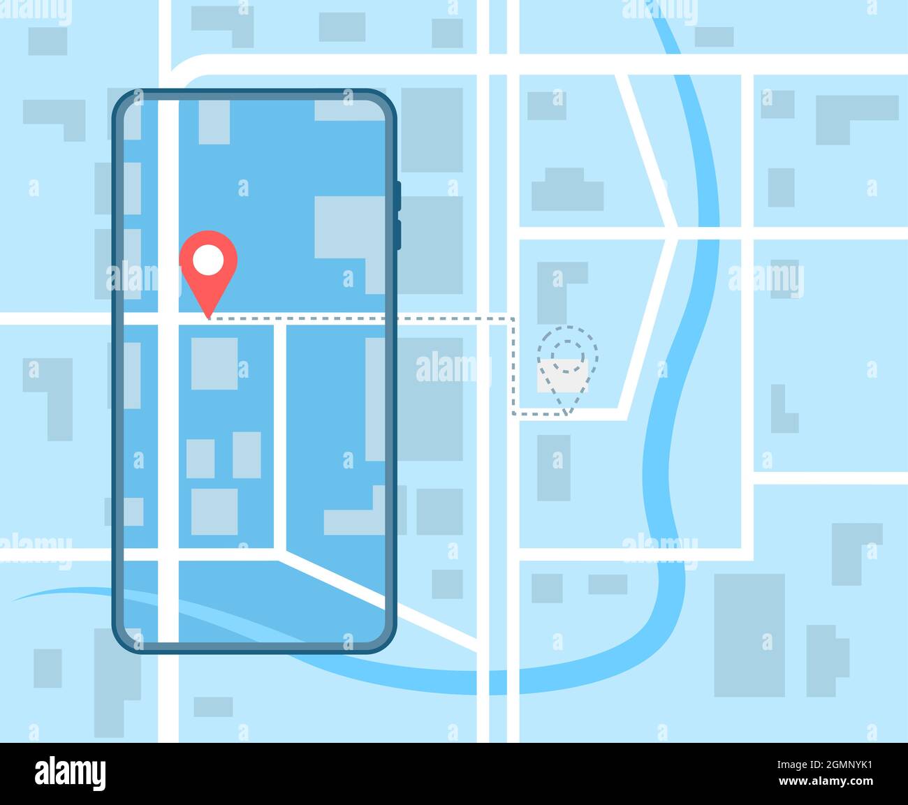 Indicated Place on the Map. We Have Moved Stock Vector