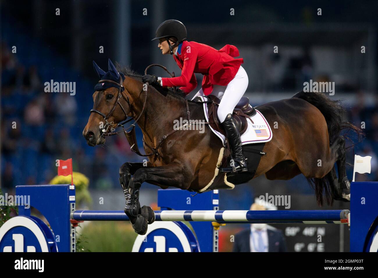Jessica SPRINGSTEEN (USA) on Don Juan van de Donkhoeve, action, in the