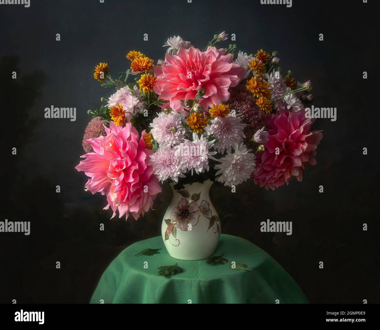 Still life with splendid bouquet of garden flowers Stock Photo - Alamy