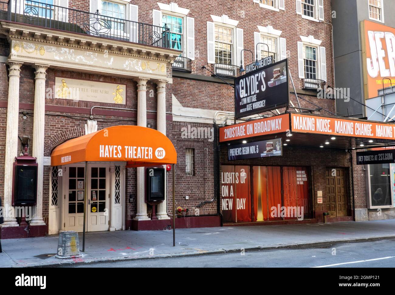 Little Theatre and Helen Hayes Theater at 240 West 44th Street in Times Square, NYC, USA Stock Photo
