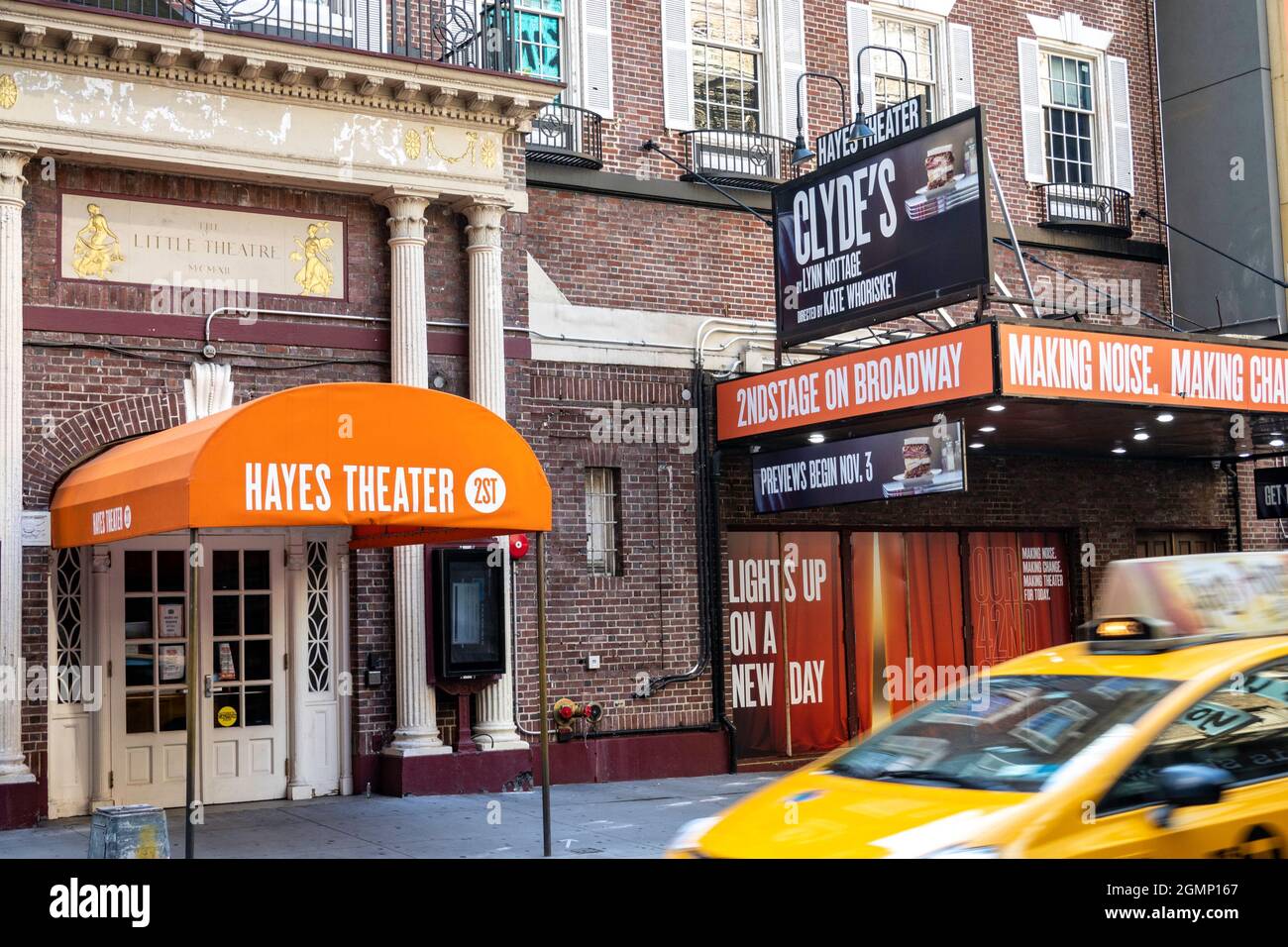 Little Theatre and Helen Hayes Theater at 240 West 44th Street in Times Square, NYC, USA Stock Photo