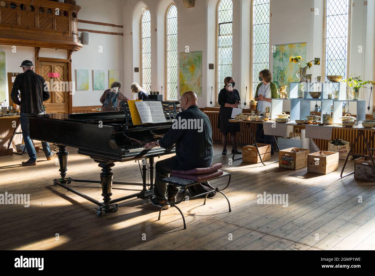 Ceramics market at The Artshop and Chapel, Abergavenny. The ceramics market coincided with the 2021 Abergavenny Food Festival Stock Photo