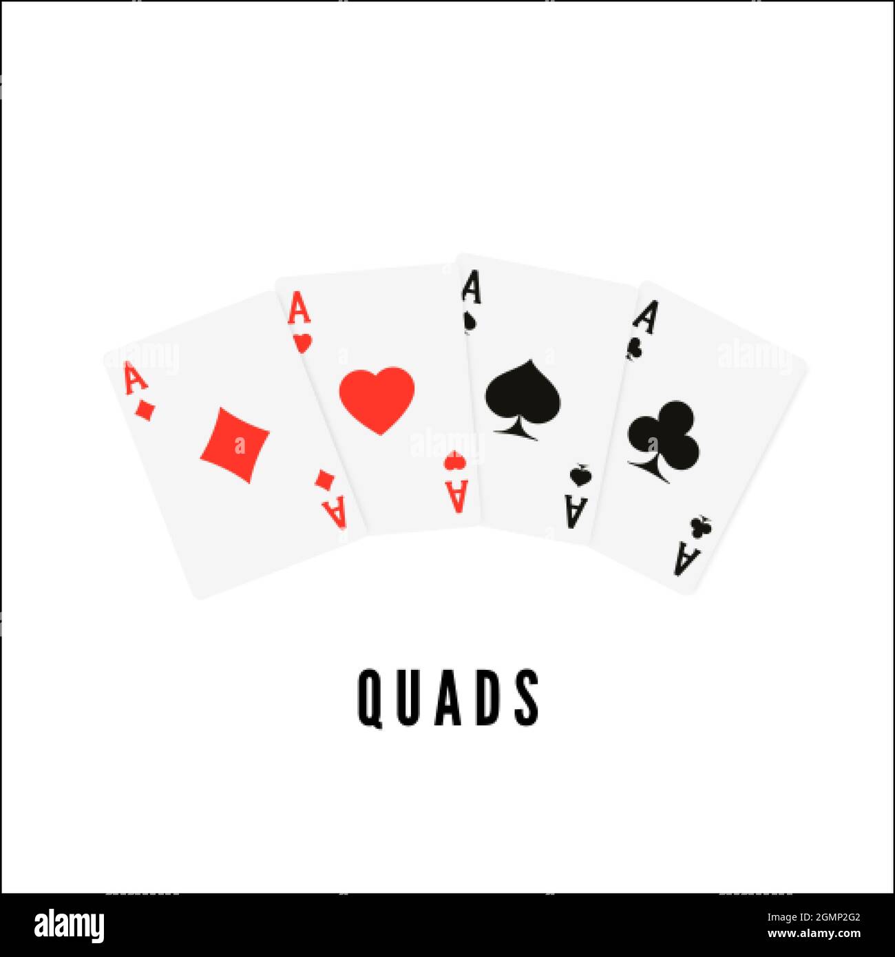 Ace. Playing card four of a kind or quads. Poker or blackjack winner cards. Vector illustration Stock Vector