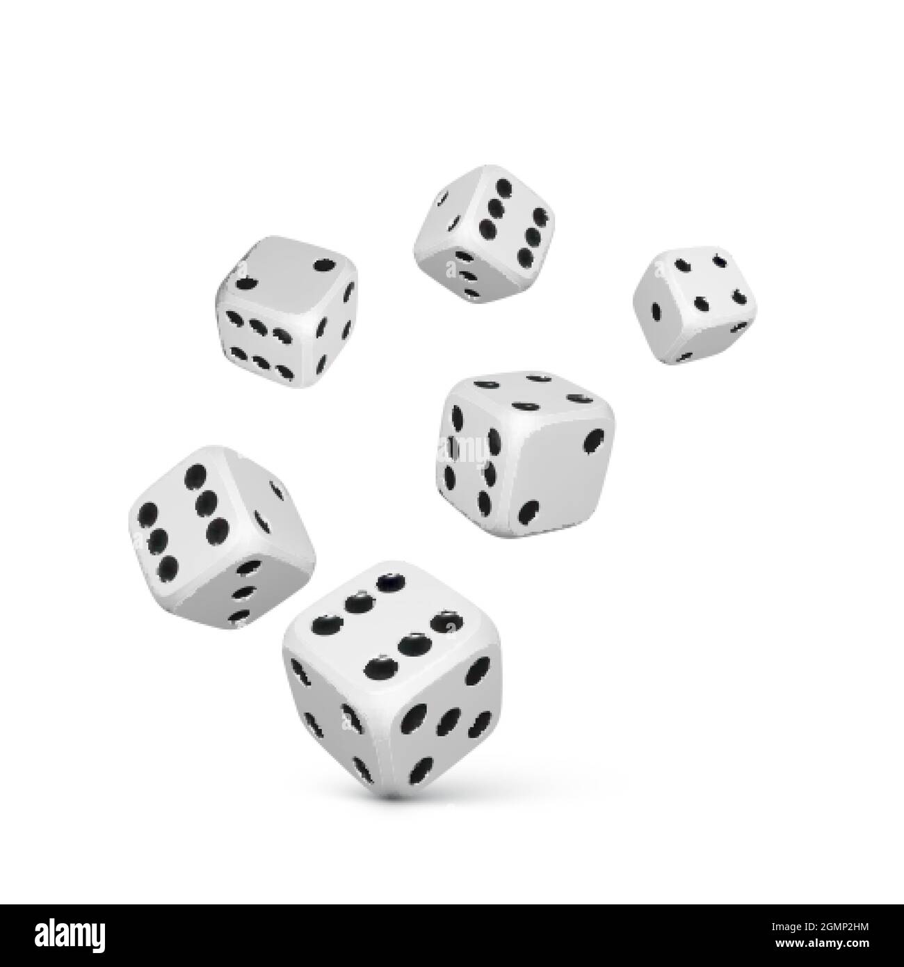 Dice. Render white realistic dices. Casino and betting background. Vector illustration Stock Vector
