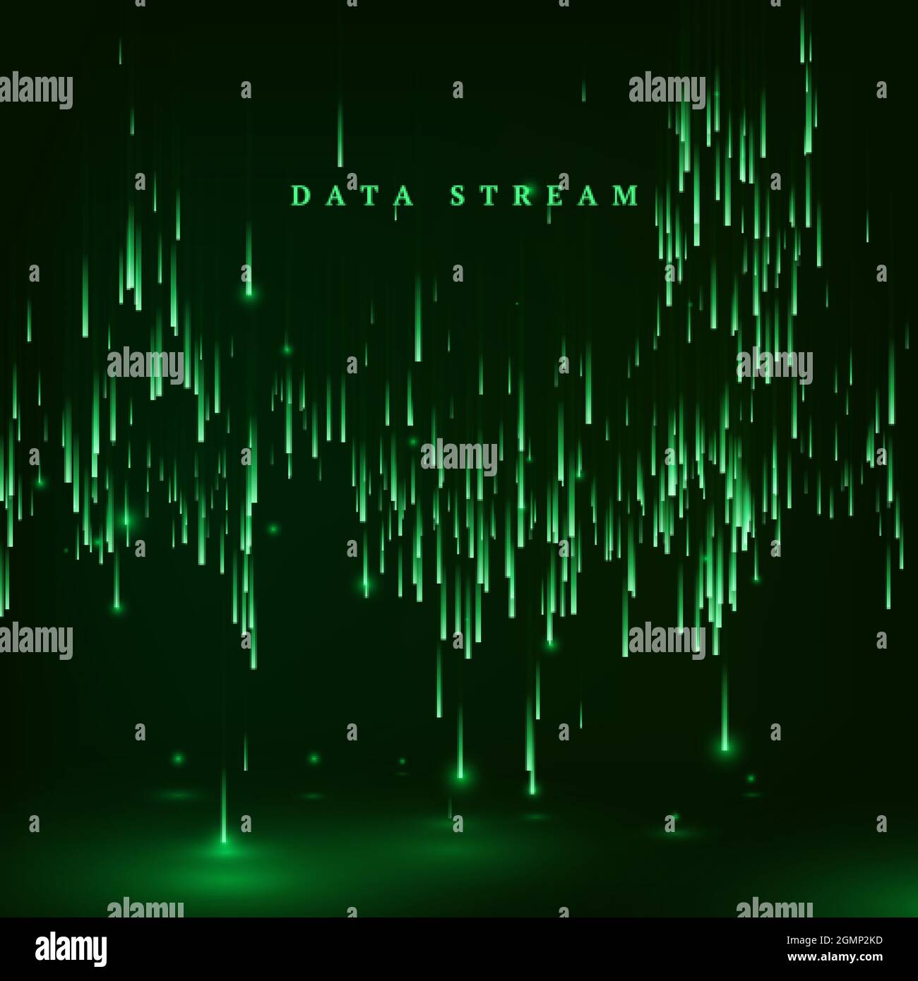 Matrix. Green color background in a matrix style. Data stream. Falling random data block. Cyberspace or virtual reality visualisation. Vector illustra Stock Vector
