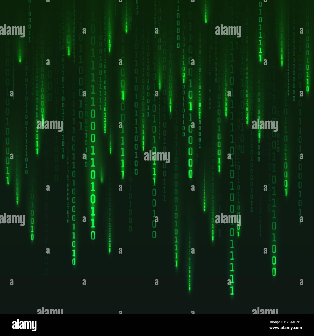 Numbers matrix generated. Digital virtual reality visualization. Green random numbers. Sci fi or futuristic backdrop. Encoded data. Vector illustratio Stock Vector