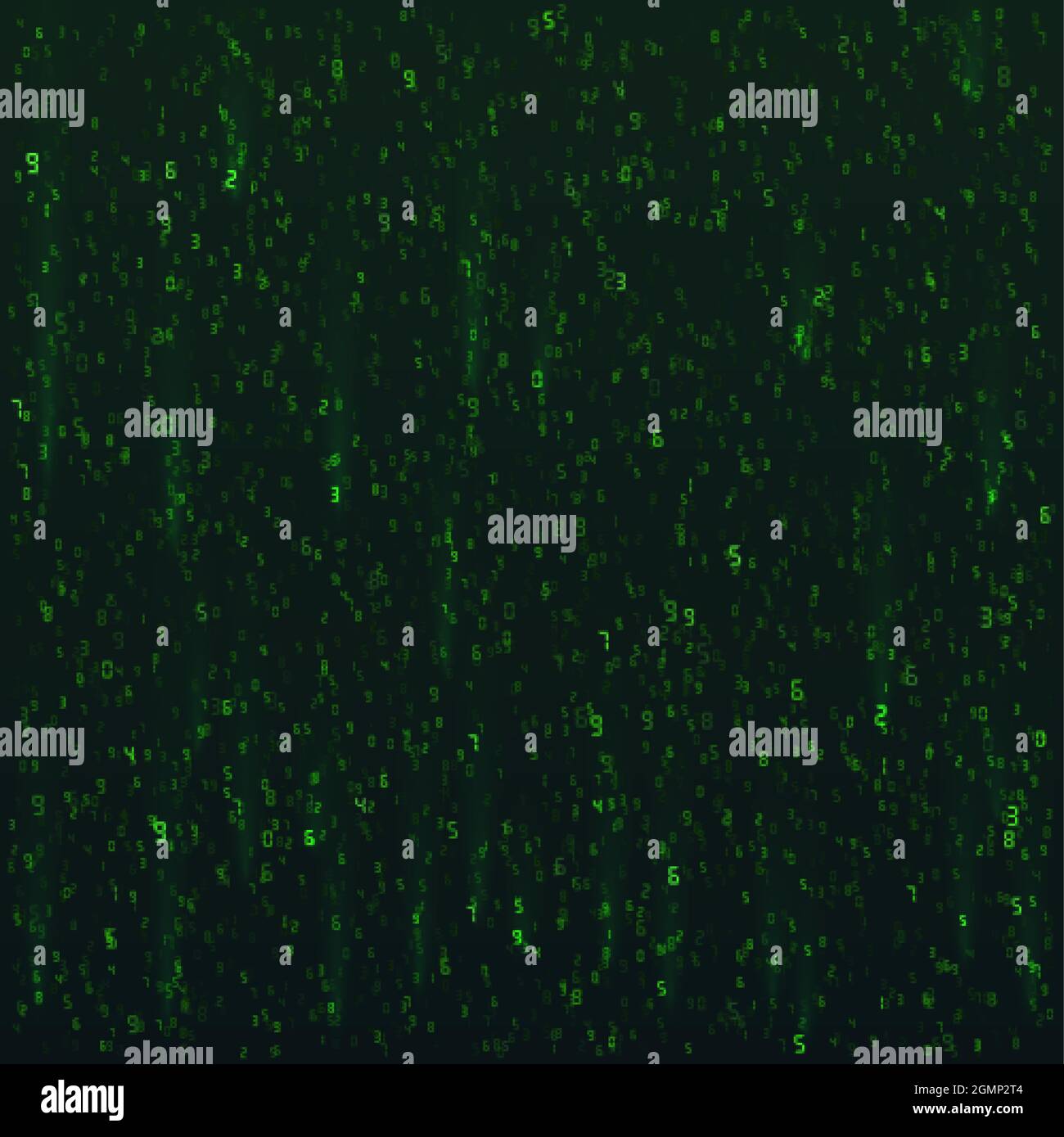 Hex code background. Digital data stream in green colors. Matrix. Vector illustration Stock Vector