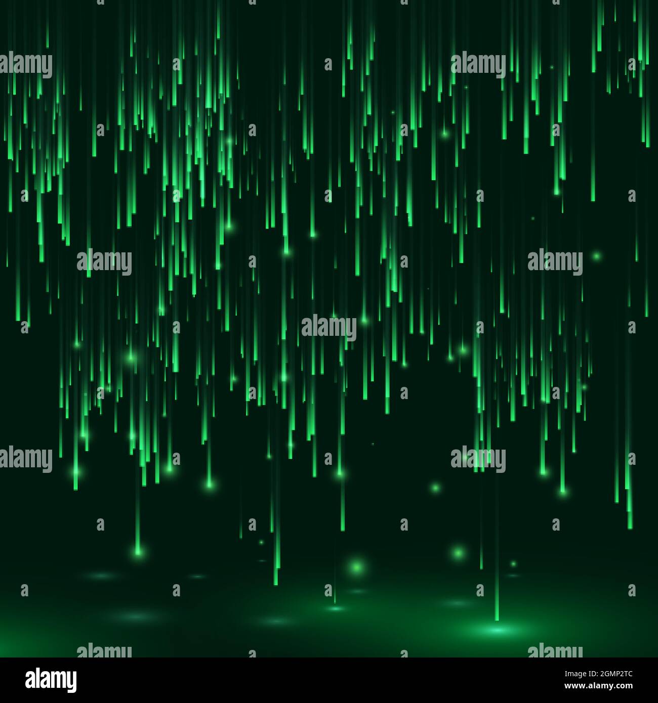 Green color background in a matrix style. Data stream. Falling random data block. Cyberspace or virtual reality visualisation. Vector illustration Stock Vector