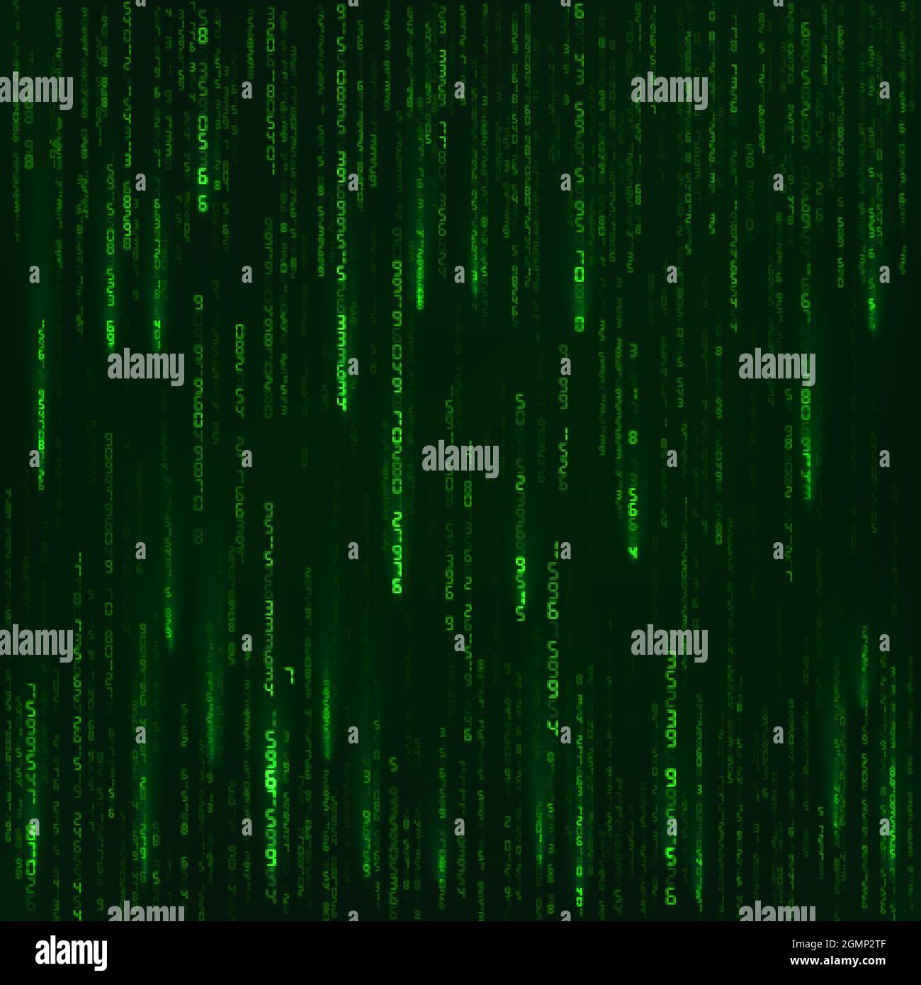 Background in a matrix style. Green random numbers. Sci fi or futuristic backdrop. Encoded data. Vector illustration Stock Vector