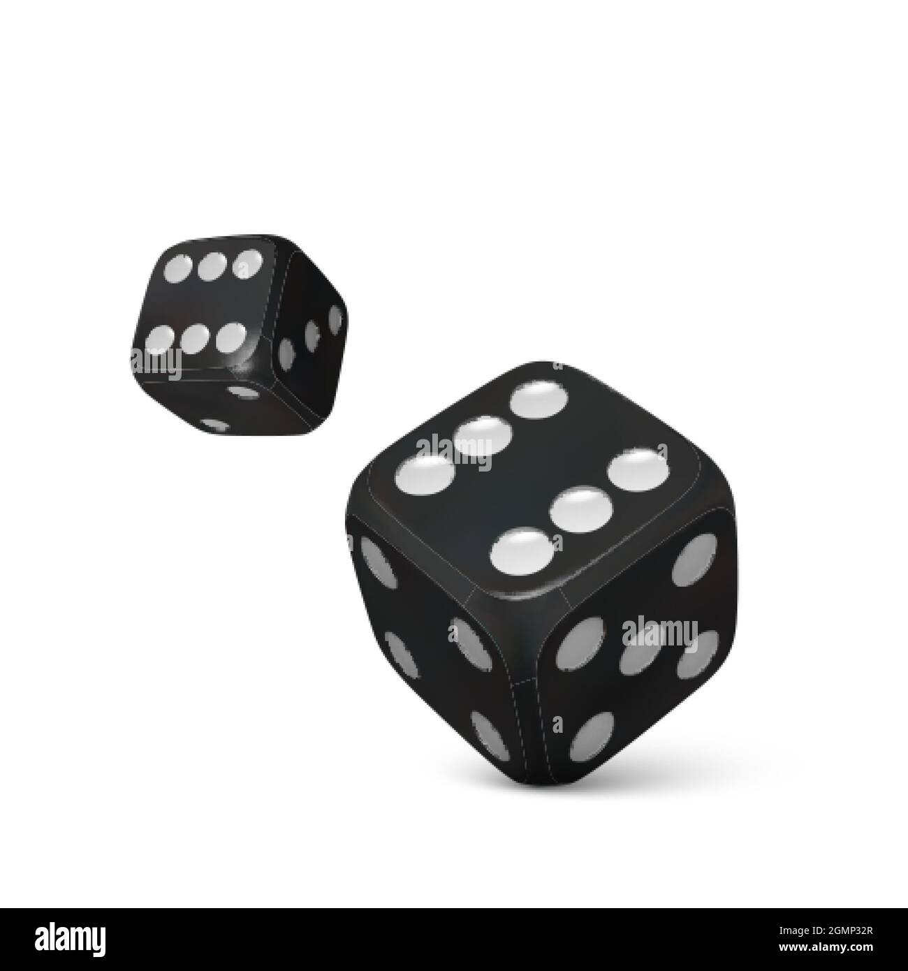 Roll black dice. Render realistic dices. Casino and betting background. Vector illustration Stock Vector