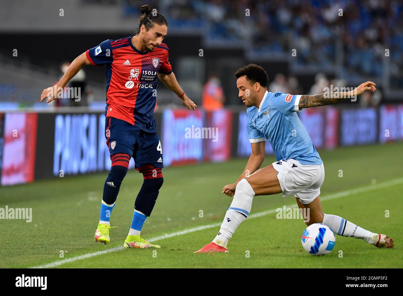Rome, Italy. 19th Sep, 2021. Felipe Andereson and Martin Caceres during the fourth day of the Serie A championship SS Lazio vs Cagliari Calcio on 19 September 2021 at the Stadio Olimpico in Rome, Italy (Photo by Domenico Cippitelli/Pacific Press/Sipa USA) Credit: Sipa USA/Alamy Live News Stock Photo