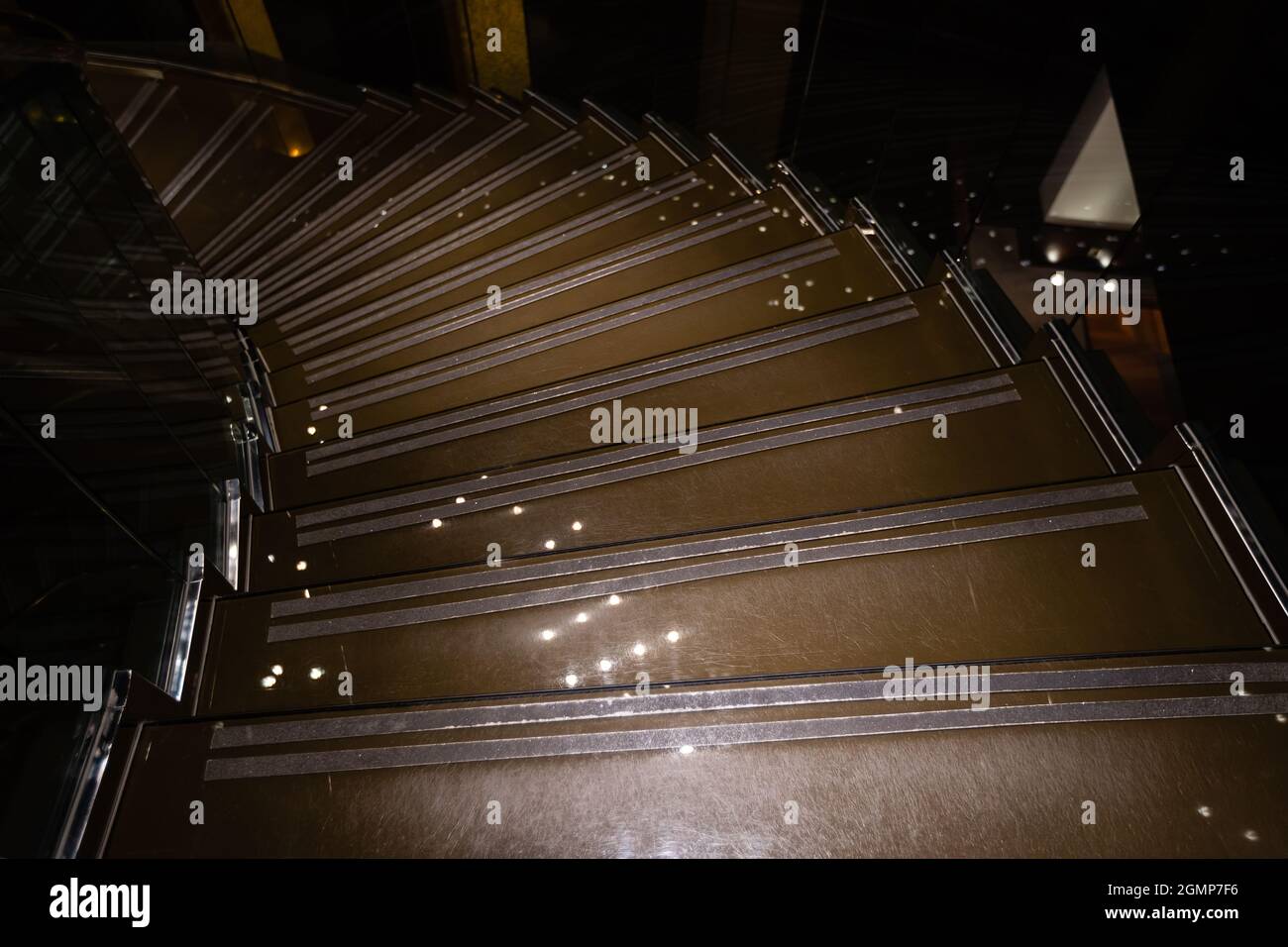 beautiful staircase with transparent railings Stock Photo - Alamy