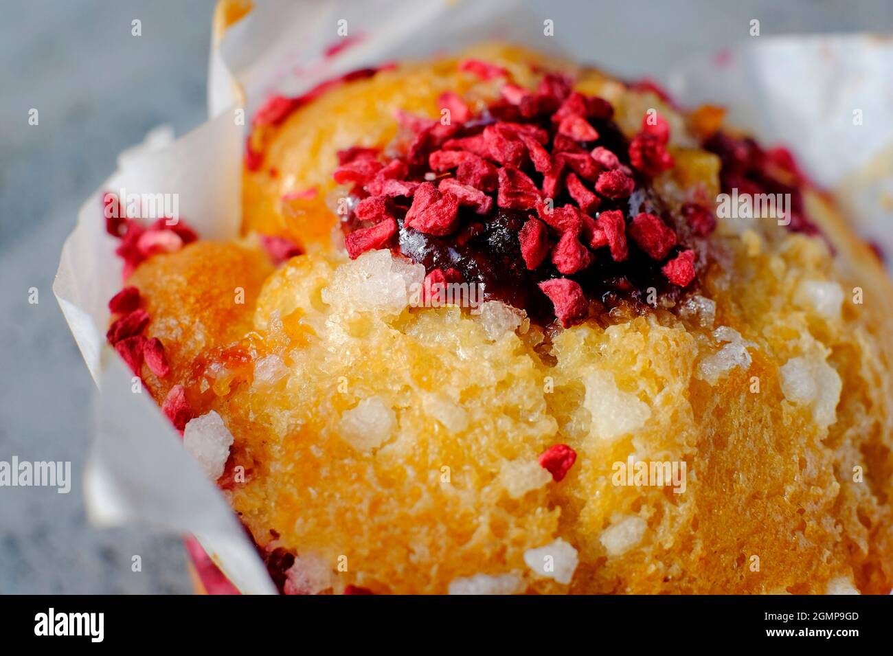 raspberry and rose flavour muffin cake Stock Photo