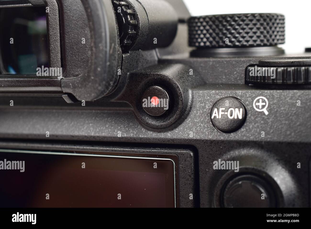 Closeup of Video Recording Button on Camera Stock Photo