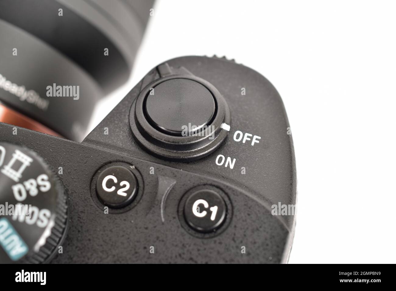 Closeup of On Off Button and Shutter button on Camera Stock Photo Alamy