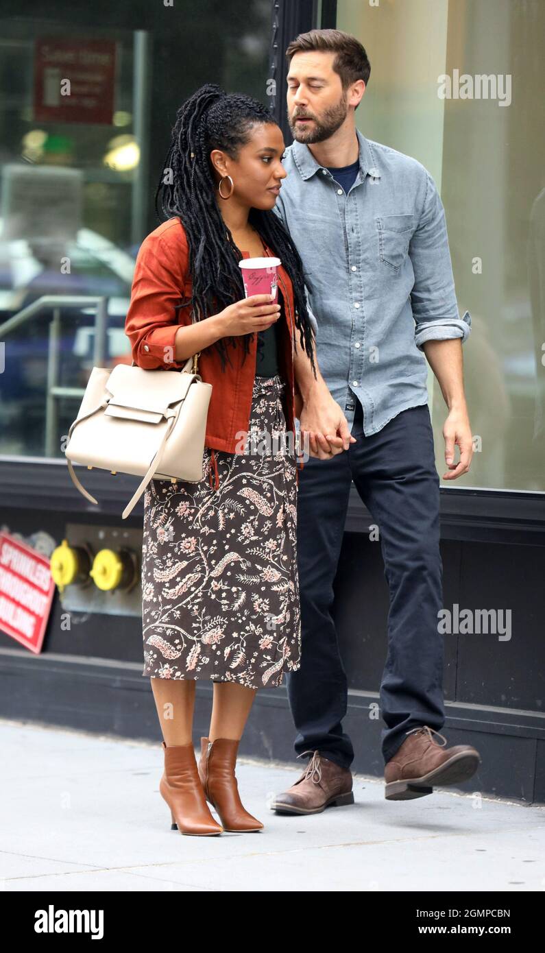 New York NY 20210805 Freema Agyeman and Ryan Eggold on set of New