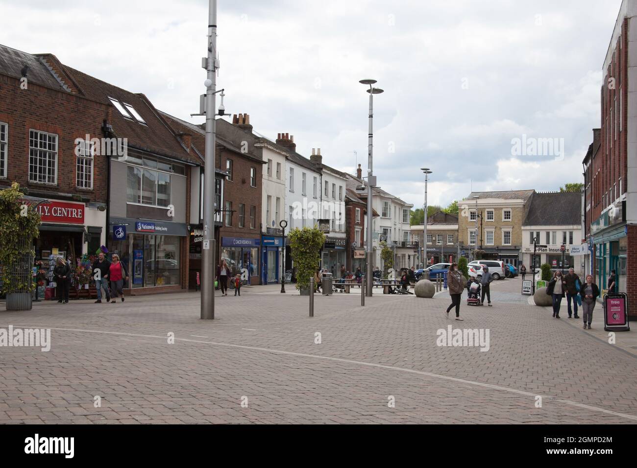 The shopping precinct in Andover, Hampshire in the UK Stock Photo