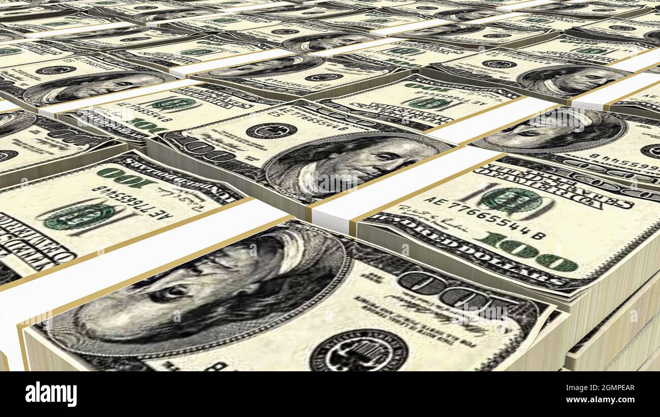 3d illustration of a huge dollar stack Stock Photo - Alamy