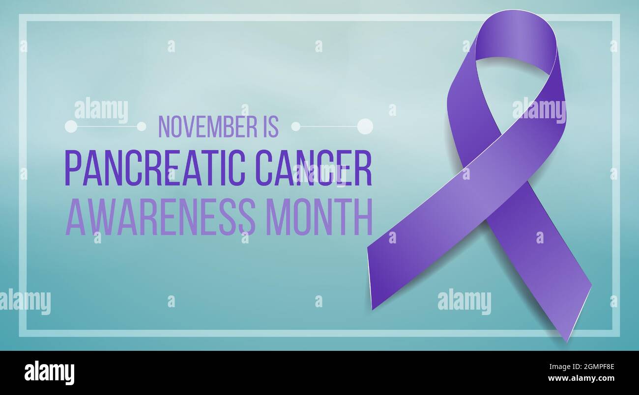 Pancreatic Cancer Awareness Month concept. Banner template with purple ...
