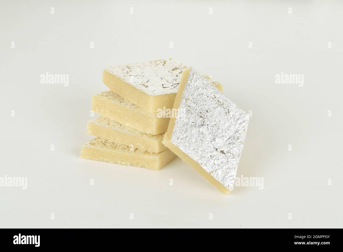 Kaju Barafi Isolated on White Background Stock Photo