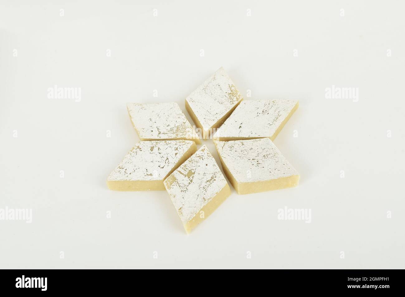 Kaju katli Isolated on White Background Stock Photo