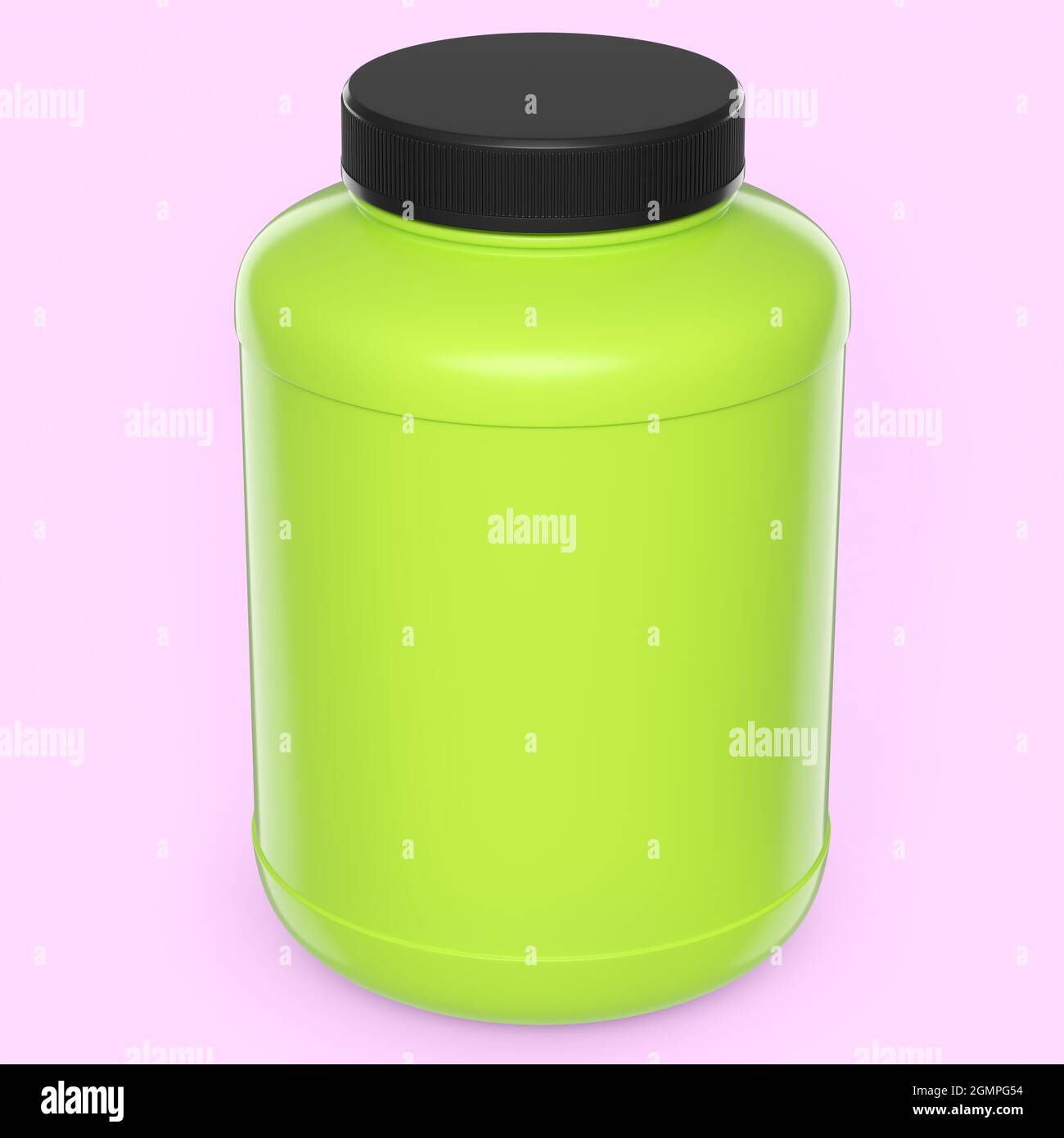 Green plastic jar for sport nutrition whey protein and gainer powder ...