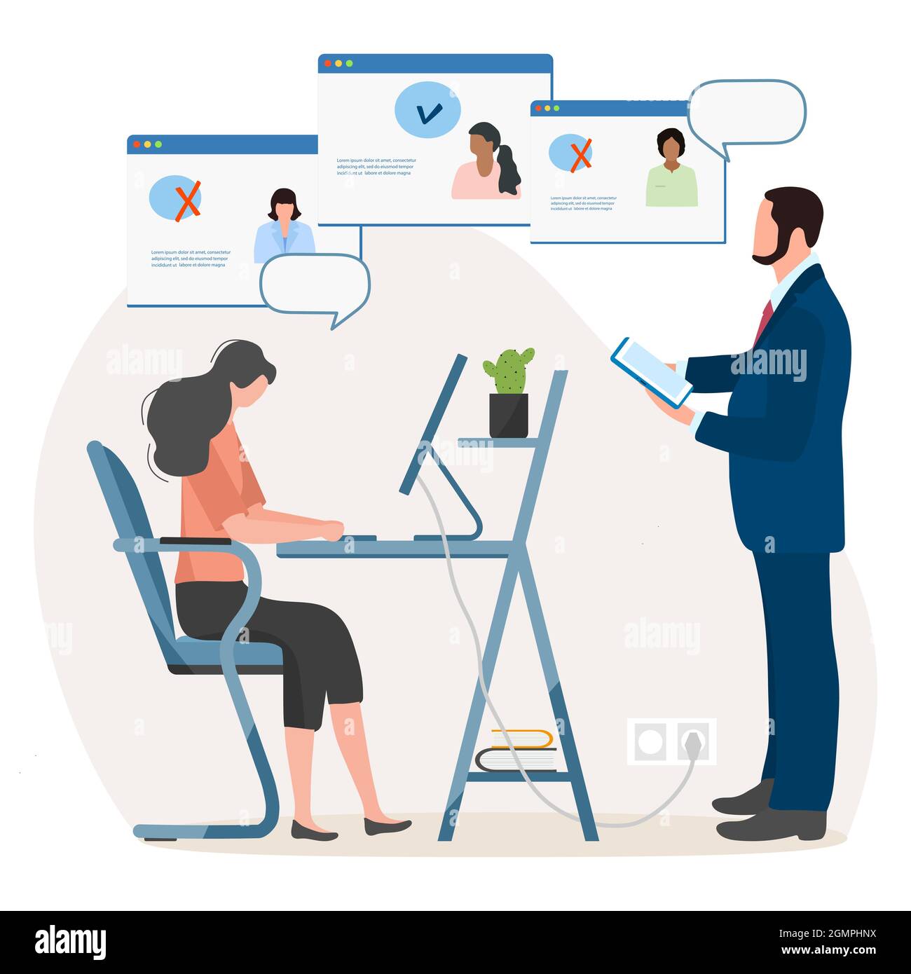 Vector illustration People choosing candidate for job using 