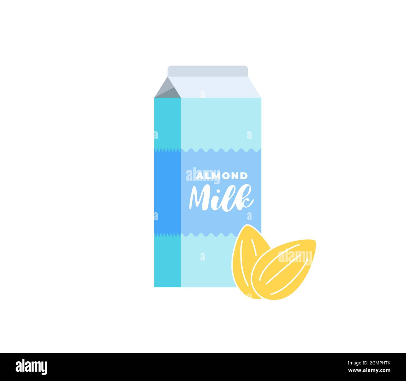 Almond milk cardboard box. Vegetarian lactose free drink package