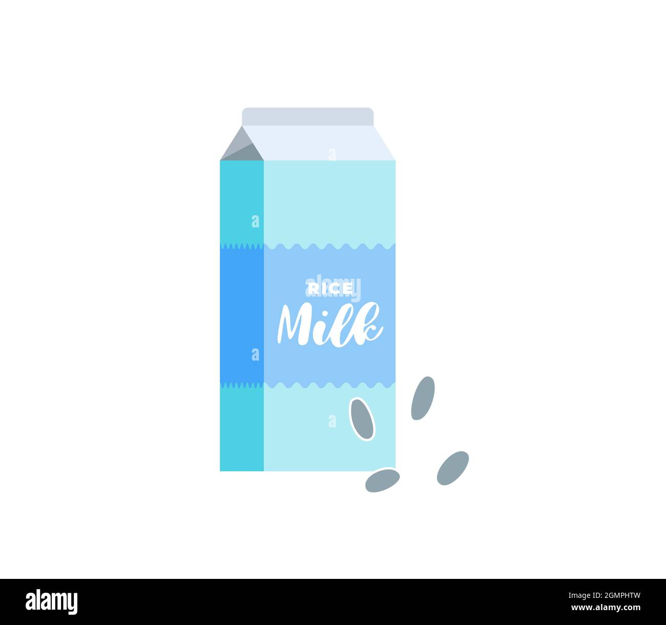 Rice milk cardboard box. Vegetarian lactose free drink package. Healthy