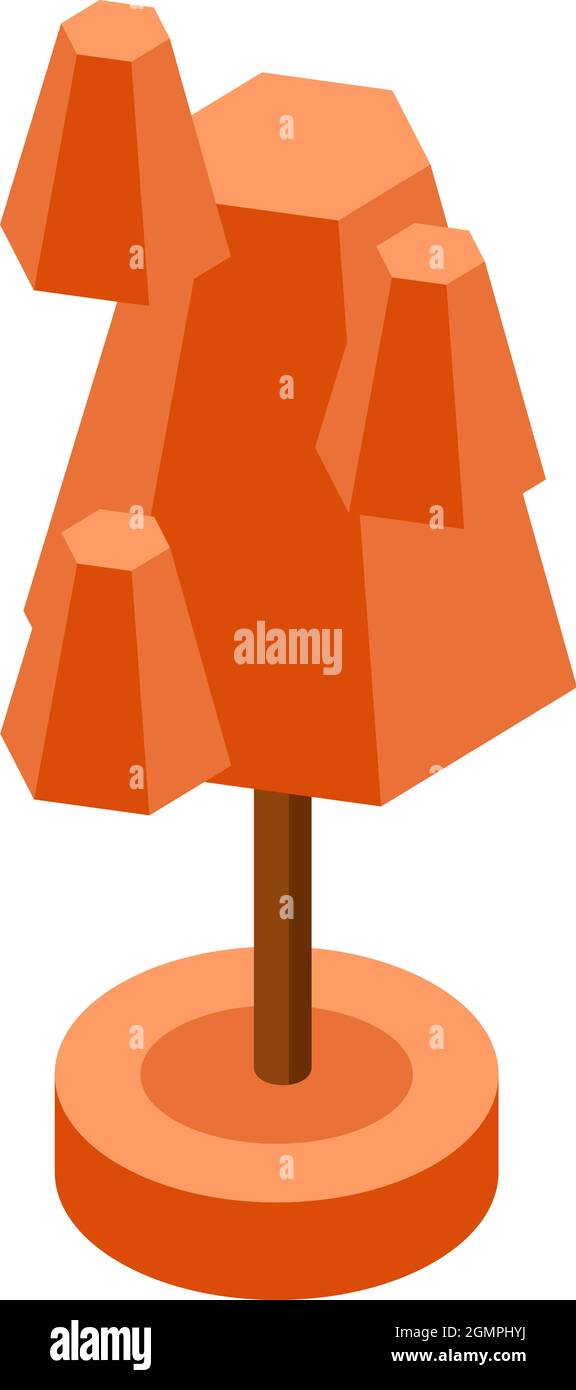 orange autumn ismetric tree vector illustration element for game design. Stock Vector
