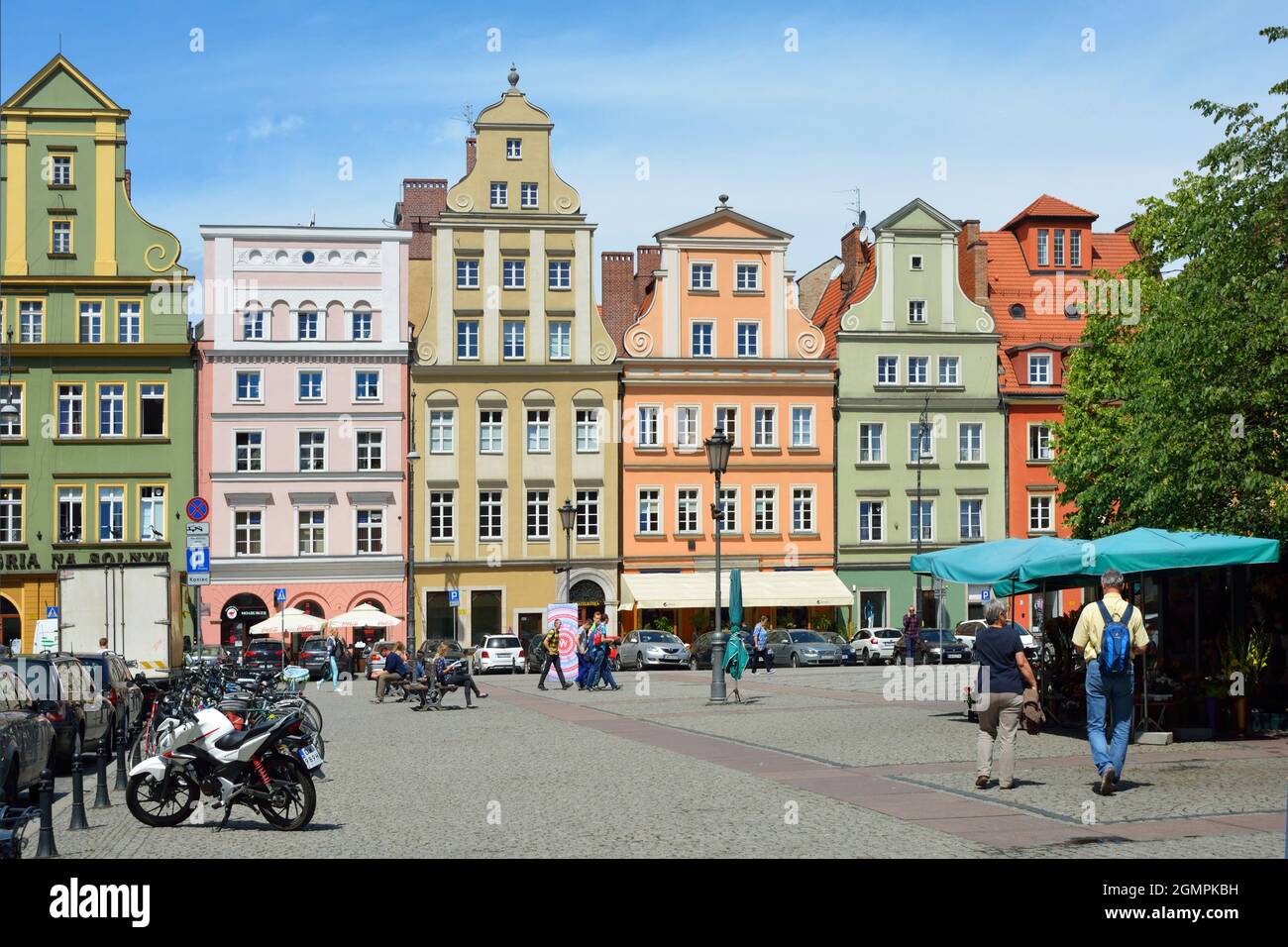 Patrician houses at the Salt Market Square in the Old Town of Wroclaw. Stock Photo