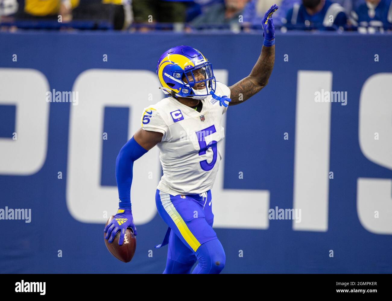 Los Angeles Rams cornerback Jalen Ramsey (5) during an NFL football game  against the Arizona Cardinals, Sunday, Oct. 3, 2021, in Inglewood, Calif.  The Stock Photo - Alamy