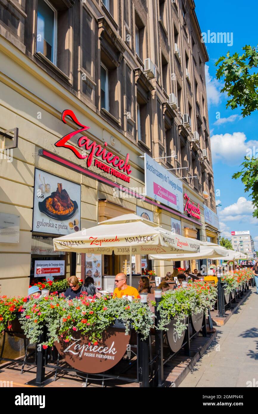 Zapiecek, chain restaurant serving pierogies and other Polish foods, Aleje Jerozolimskie, Warsaw, Poland Stock Photo