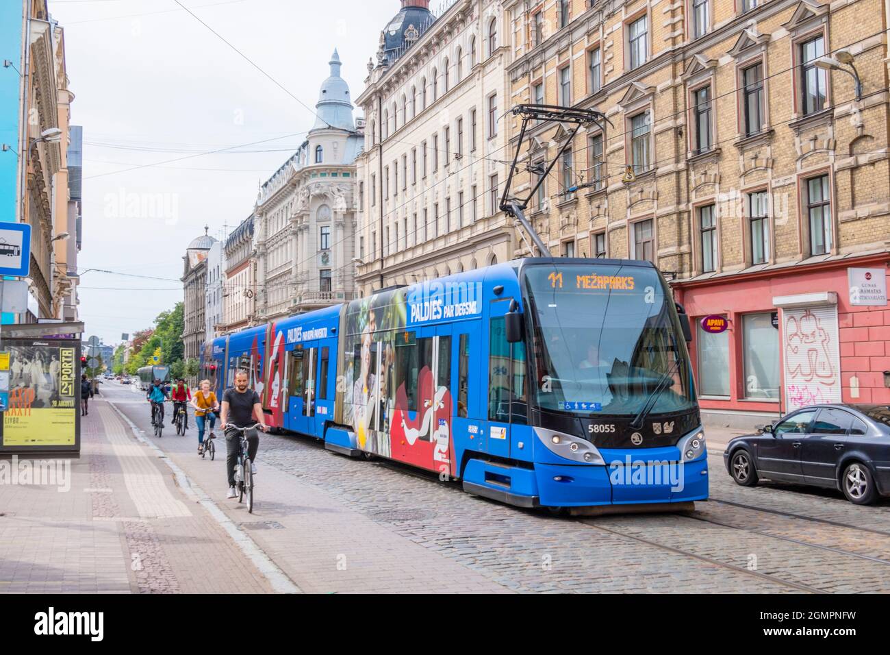 Tram line 11, Krišjāņa Barona iela, Centrs, Riga, Latvia Stock Photo
