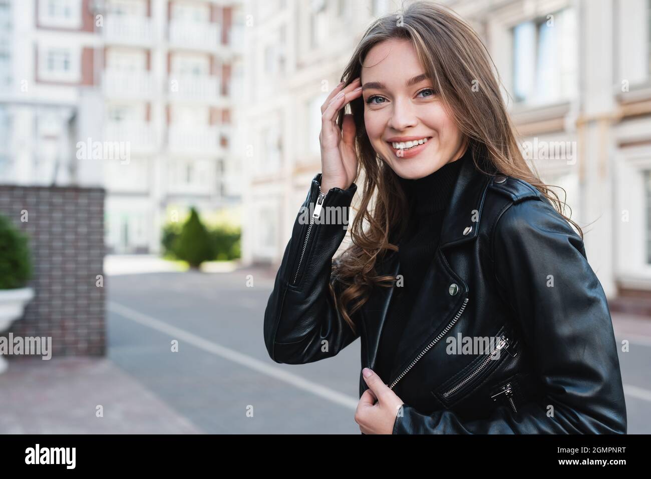 leather jacket with turtleneck