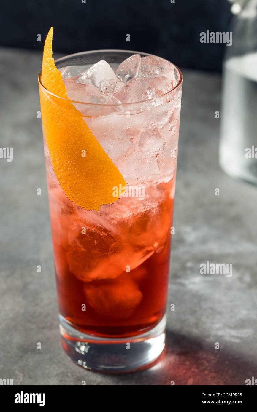 Boozy Refreshing Americano Cocktail with Soda and Vermouth Stock Photo