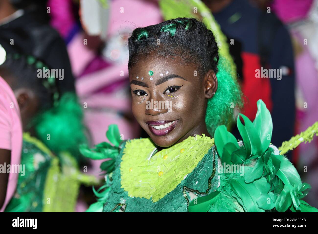 Christmas Junkanoo parade celebration in the Bahamas with colorful