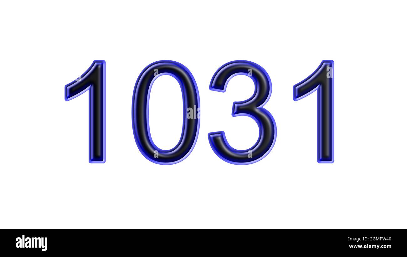 blue 1031 number 3d effect white background Stock Photo - Alamy