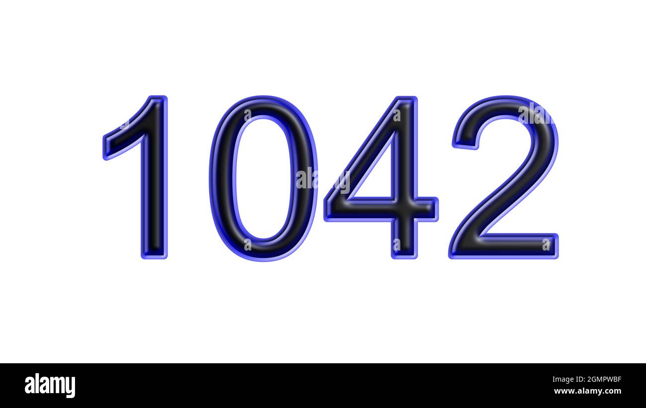 blue 1042 number 3d effect white background Stock Photo - Alamy