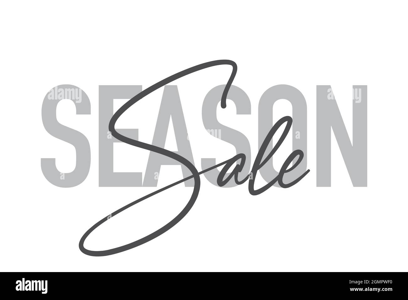 Modern, simple, minimal typographic design of a saying 'Season Sale' in tones of grey color. Cool, urban, trendy and playful graphic vector art with h Stock Photo