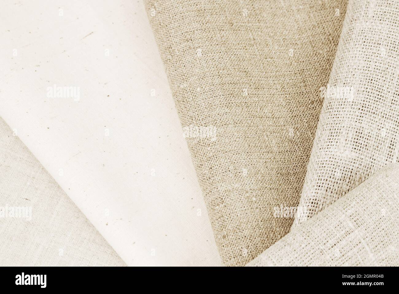 Various natural rough of cotton and flax fabric Stock Photo